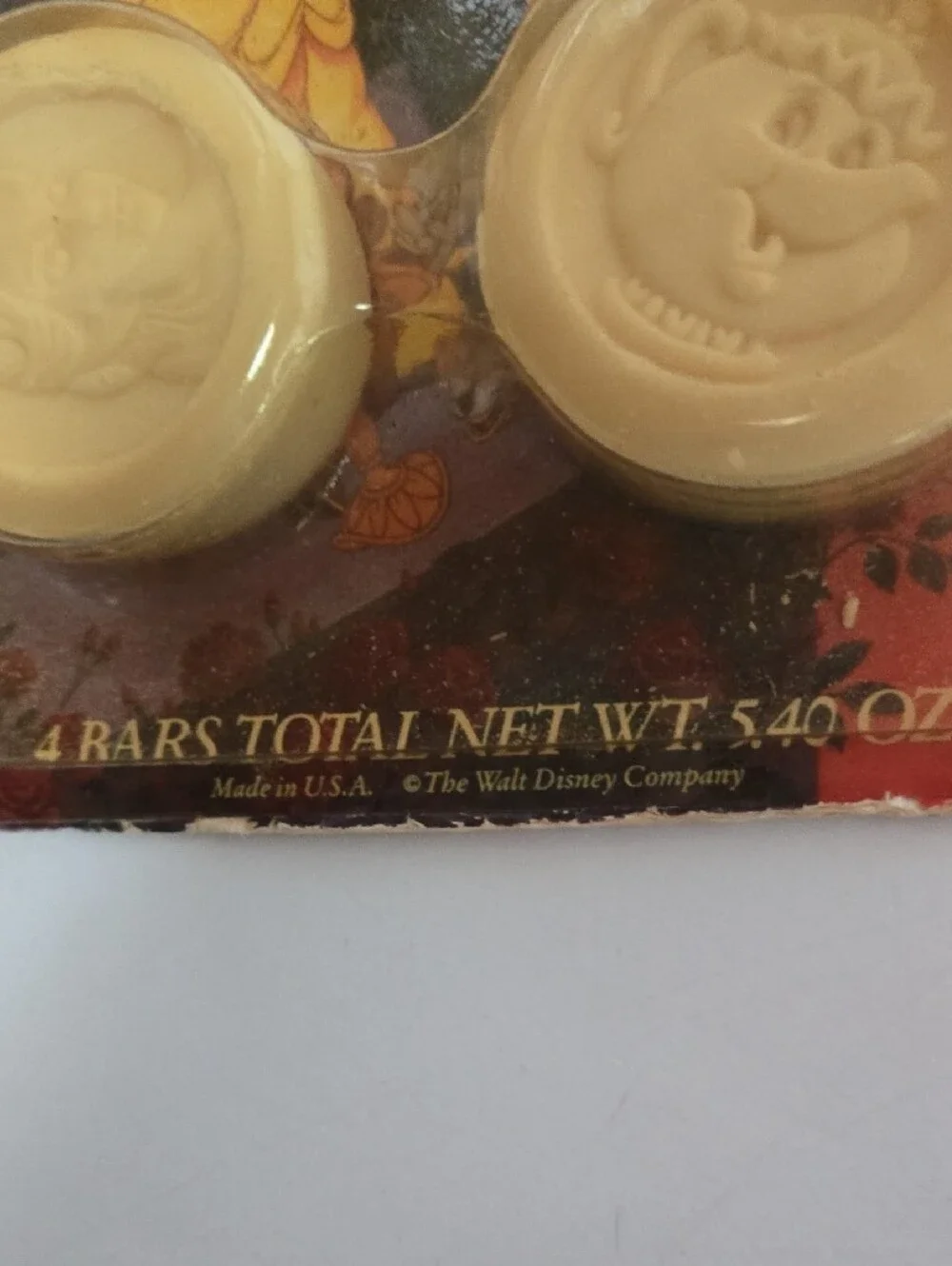 Vintage Walt Disney Beauty and the Beast Bar Soap 4x5.4oz. Made in USA
